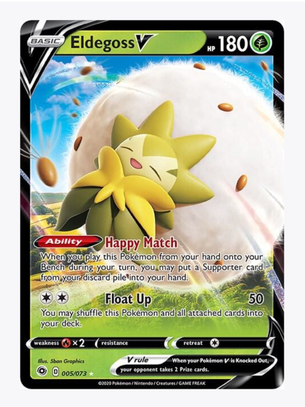 Eldegoss V Champion's Path Pokemon Trading Card